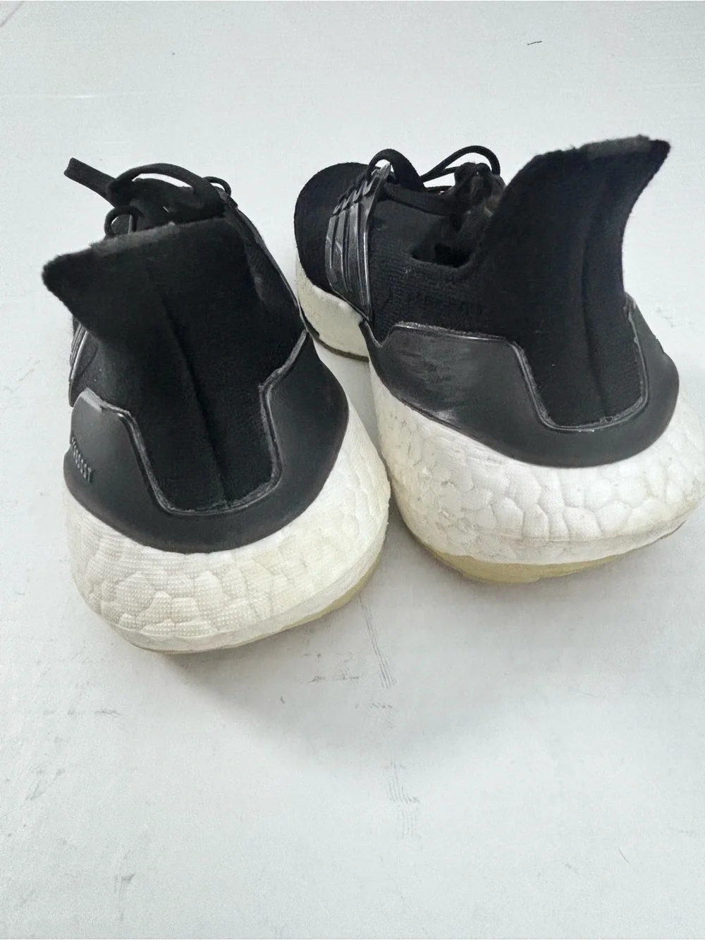 Women’s Adidas Ultraboost Black Athletic Running Sneakers with White Midsole 9